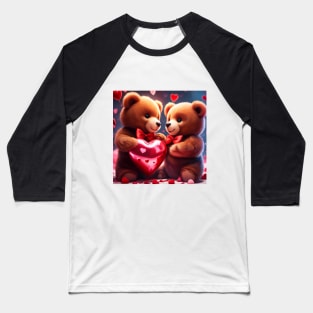 Teddy celebrating Valentines day, randome floating love hearts Baseball T-Shirt